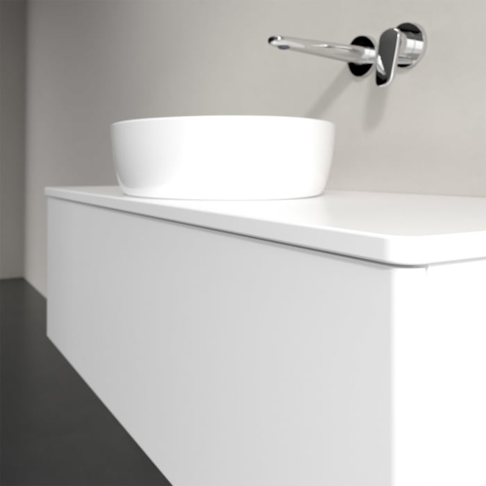 Villeroy & Boch Antao Waschbeckenunterschrank, 120 x 36 cm, 1 Auszug mit LED-Licht, Front ohne Struktur, mit Hahnloch, für Waschtisch mittig