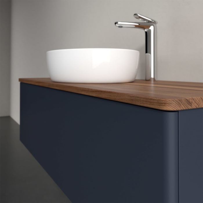 Villeroy & Boch Antao Waschbeckenunterschrank, 120 x 36 cm, 1 Auszug mit LED-Licht, Front ohne Struktur, mit Hahnloch, für Waschtisch mittig