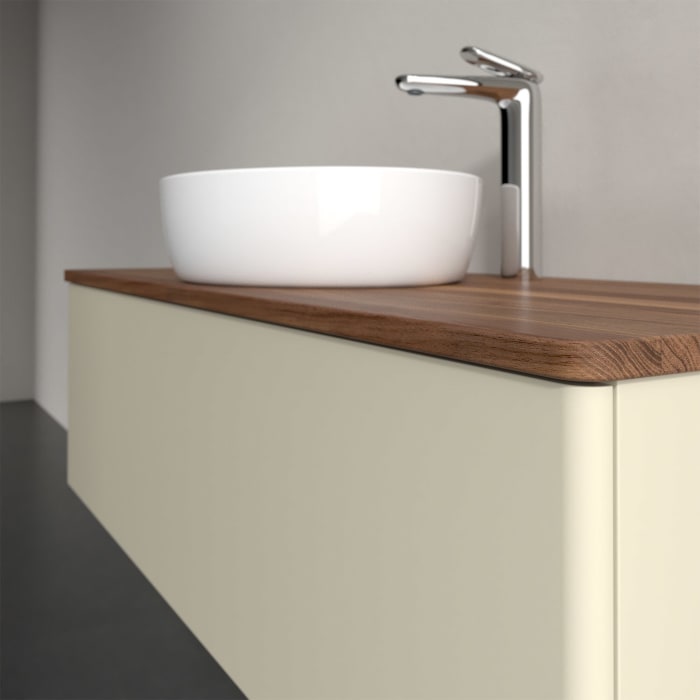 Villeroy & Boch Antao Waschbeckenunterschrank, 120 x 36 cm, 1 Auszug mit LED-Licht, Front ohne Struktur, mit Hahnloch, für Waschtisch mittig