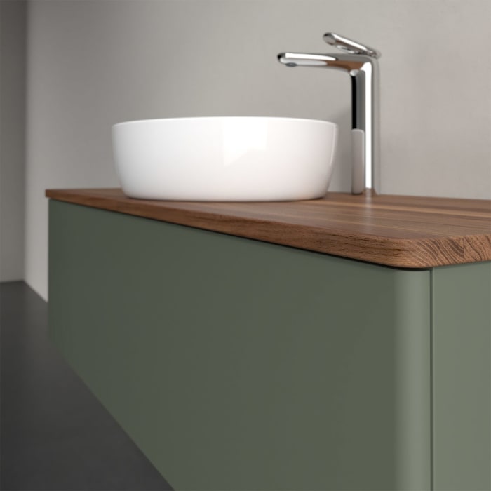 Villeroy & Boch Antao Waschbeckenunterschrank, 120 x 36 cm, 1 Auszug mit LED-Licht, Front ohne Struktur, mit Hahnloch, für Waschtisch mittig