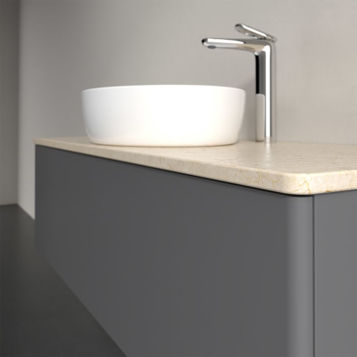 Villeroy & Boch Antao Waschbeckenunterschrank, 120 x 36 cm, 1 Auszug mit LED-Licht, Front ohne Struktur, mit Hahnloch, für Waschtisch mittig