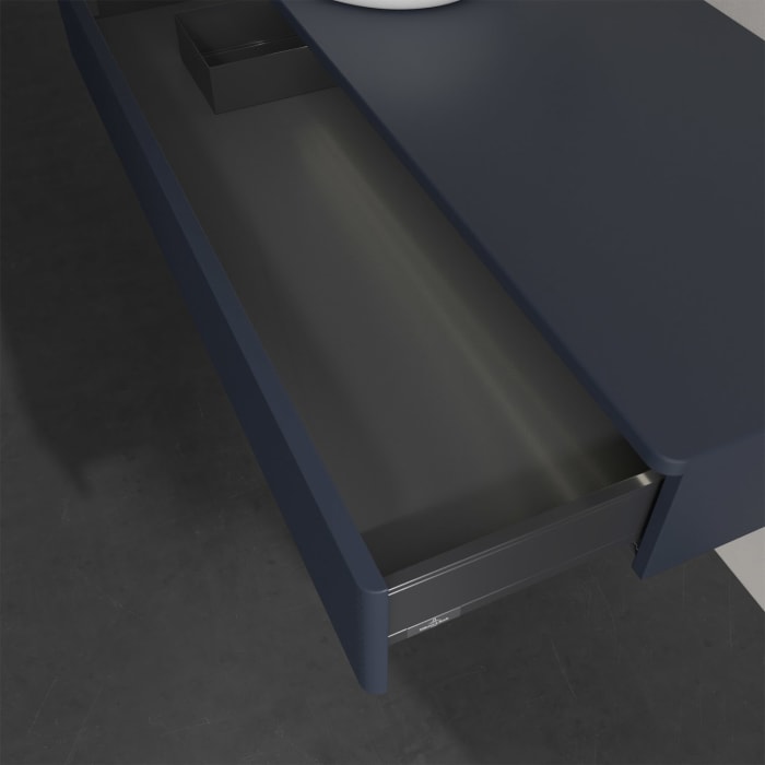 Villeroy & Boch Antao Waschbeckenunterschrank, 120 x 19 cm, 1 Auszug mit LED-Licht, Front mit Struktur, ohne Hahnloch, für Waschtisch links