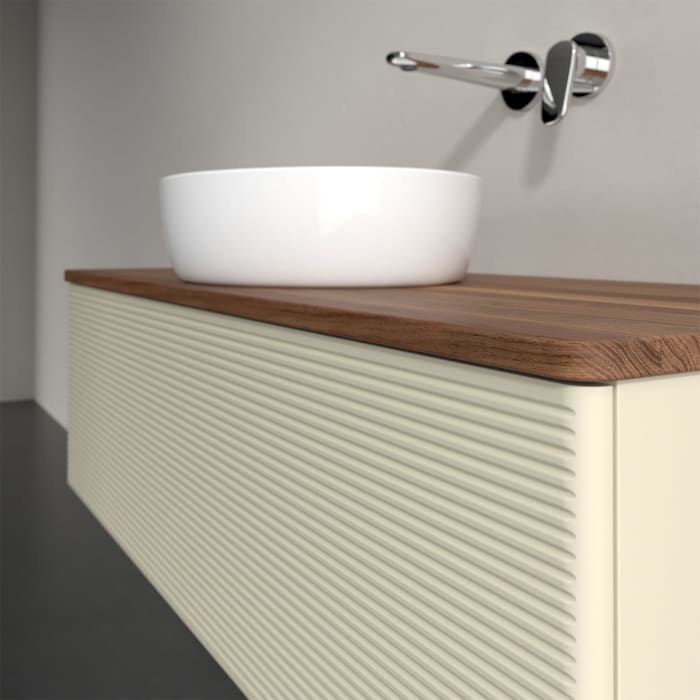 Villeroy & Boch Antao Waschbeckenunterschrank, 120 x 36 cm, 1 Auszug mit LED-Licht, Front mit Struktur, ohne Hahnloch, für Waschtisch mittig