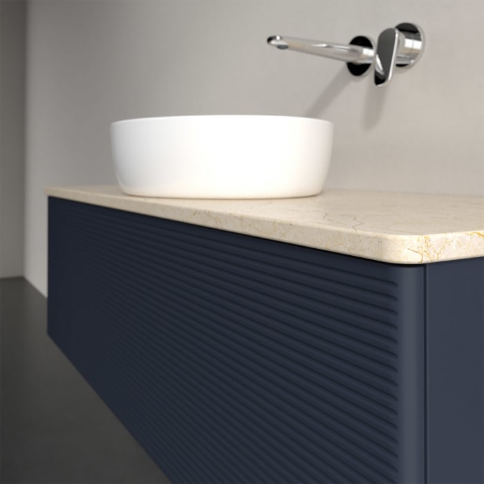 Villeroy & Boch Antao Waschbeckenunterschrank, 120 x 36 cm, 1 Auszug mit LED-Licht, Front mit Struktur, ohne Hahnloch, für Waschtisch mittig