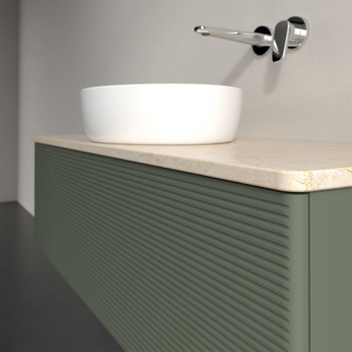 Villeroy & Boch Antao Waschbeckenunterschrank, 120 x 36 cm, 1 Auszug mit LED-Licht, Front mit Struktur, ohne Hahnloch, für Waschtisch mittig