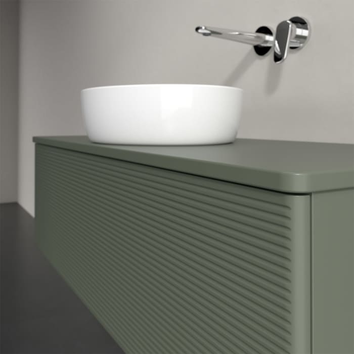 Villeroy & Boch Antao Waschbeckenunterschrank, 120 x 36 cm, 1 Auszug mit LED-Licht, Front mit Struktur, mit Hahnloch, für Waschtisch mittig