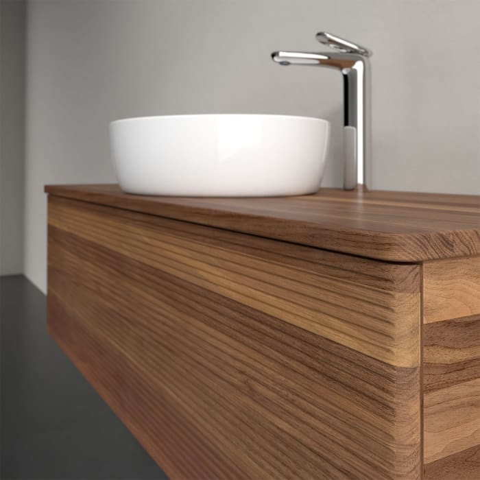 Villeroy & Boch Antao Waschbeckenunterschrank, 120 x 36 cm, 1 Auszug mit LED-Licht, Front mit Struktur, mit Hahnloch, für Waschtisch mittig