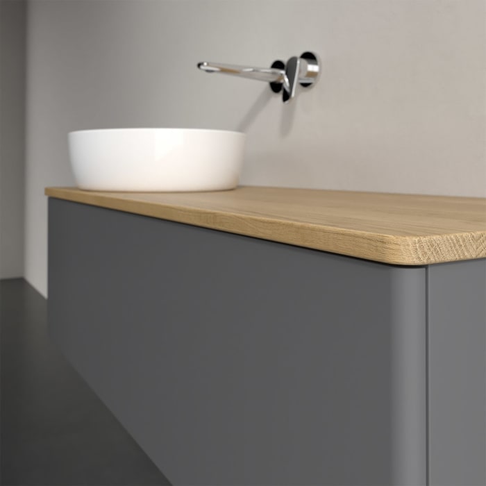 Villeroy & Boch Antao Waschbeckenunterschrank, 120 x 36 cm, 1 Auszug mit LED-Licht, Front ohne Struktur, ohne Hahnloch, für Waschtisch links