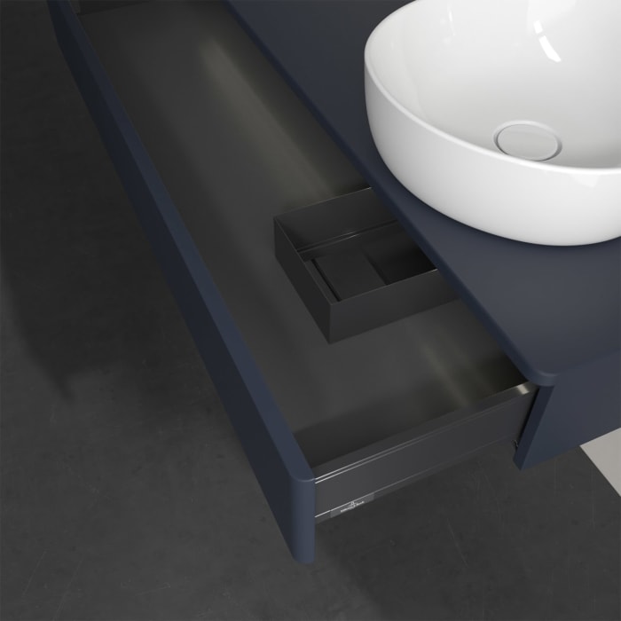 Villeroy & Boch Antao Waschbeckenunterschrank, 120 x 19 cm, 1 Auszug mit LED-Licht, Front ohne Struktur, ohne Hahnloch, für Waschtisch rechts