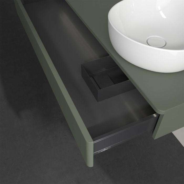 Villeroy & Boch Antao Waschbeckenunterschrank, 120 x 19 cm, 1 Auszug mit LED-Licht, Front ohne Struktur, ohne Hahnloch, für Waschtisch rechts