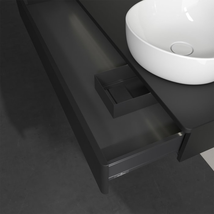 Villeroy & Boch Antao Waschbeckenunterschrank, 120 x 19 cm, 1 Auszug mit LED-Licht, Front ohne Struktur, ohne Hahnloch, für Waschtisch rechts