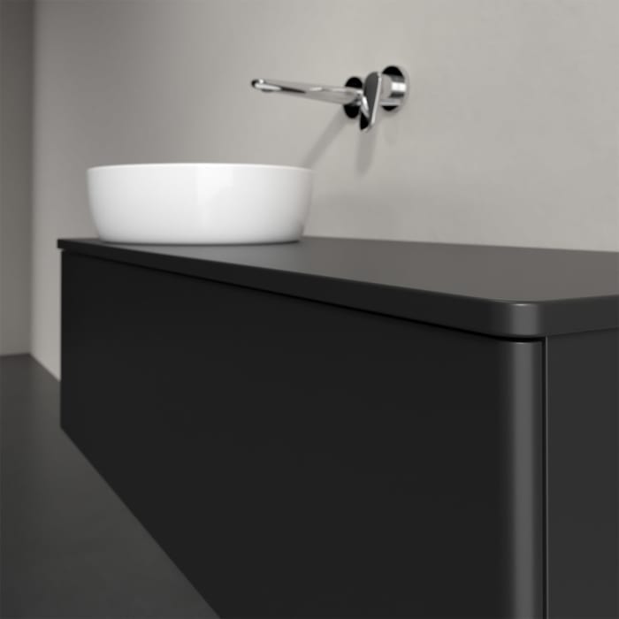 Villeroy & Boch Antao Waschbeckenunterschrank, 120 x 36 cm, 1 Auszug mit LED-Licht, Front ohne Struktur, mit Hahnloch, für Waschtisch links