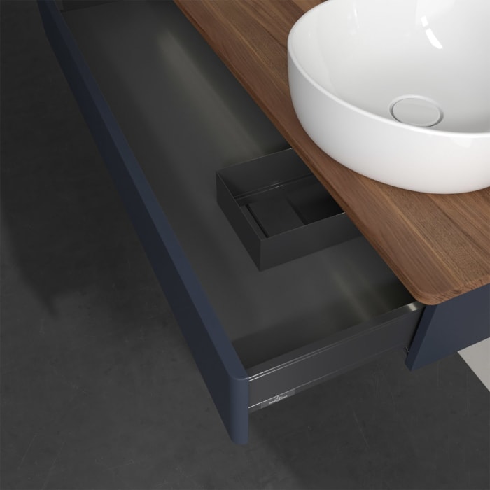 Villeroy & Boch Antao Waschbeckenunterschrank, 120 x 19 cm, 1 Auszug mit LED-Licht, Front ohne Struktur, ohne Hahnloch, für Waschtisch rechts