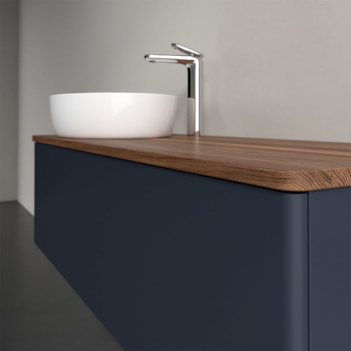 Villeroy & Boch Antao Waschbeckenunterschrank, 120 x 36 cm, 1 Auszug mit LED-Licht, Front ohne Struktur, mit Hahnloch, für Waschtisch links