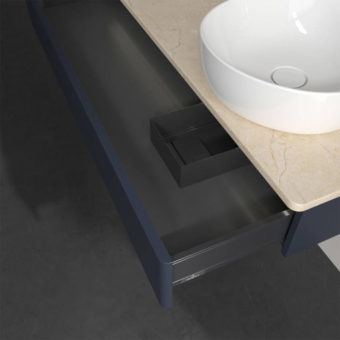 Villeroy & Boch Antao Waschbeckenunterschrank, 120 x 19 cm, 1 Auszug mit LED-Licht, Front ohne Struktur, ohne Hahnloch, für Waschtisch rechts