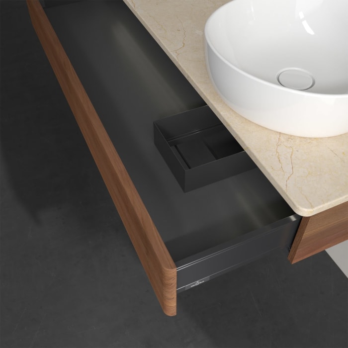 Villeroy & Boch Antao Waschbeckenunterschrank, 120 x 19 cm, 1 Auszug mit LED-Licht, Front mit Struktur, ohne Hahnloch, für Waschtisch rechts