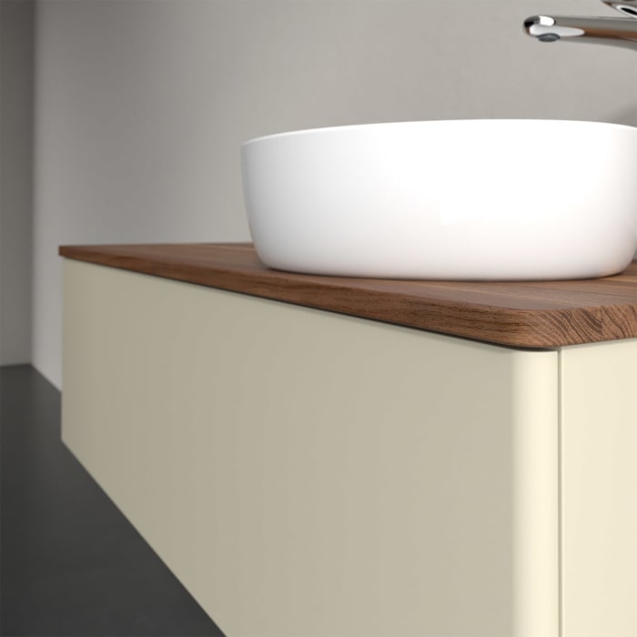 Villeroy & Boch Antao Waschbeckenunterschrank, 120 x 36 cm, 1 Auszug mit LED-Licht, Front ohne Struktur, mit Hahnloch, für Waschtisch rechts