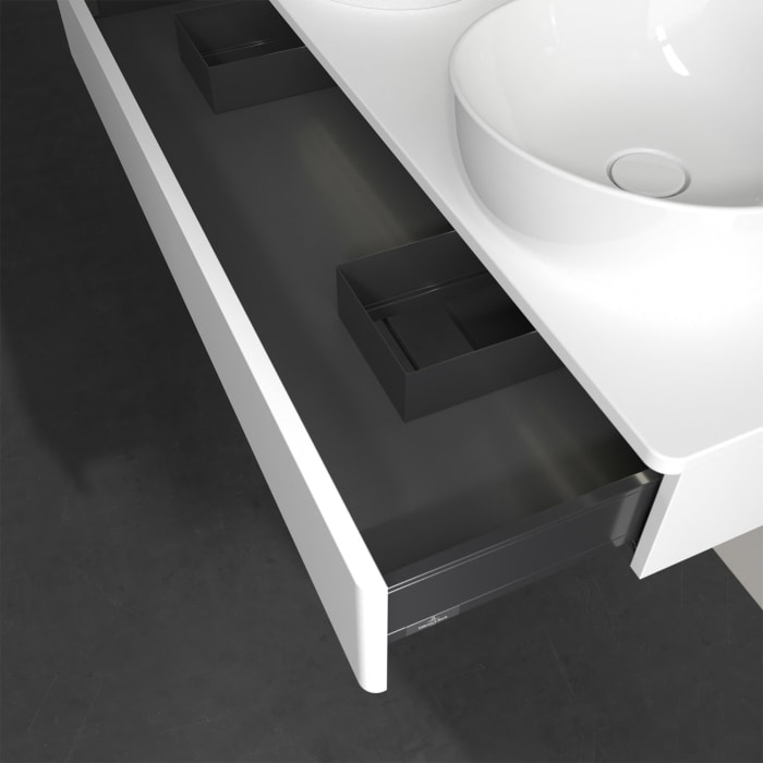 Villeroy & Boch Antao Waschbeckenunterschrank, 120 x 19 cm, 1 Auszug mit LED-Licht, Front ohne Struktur, ohne Hahnloch, für Waschtisch links und recht