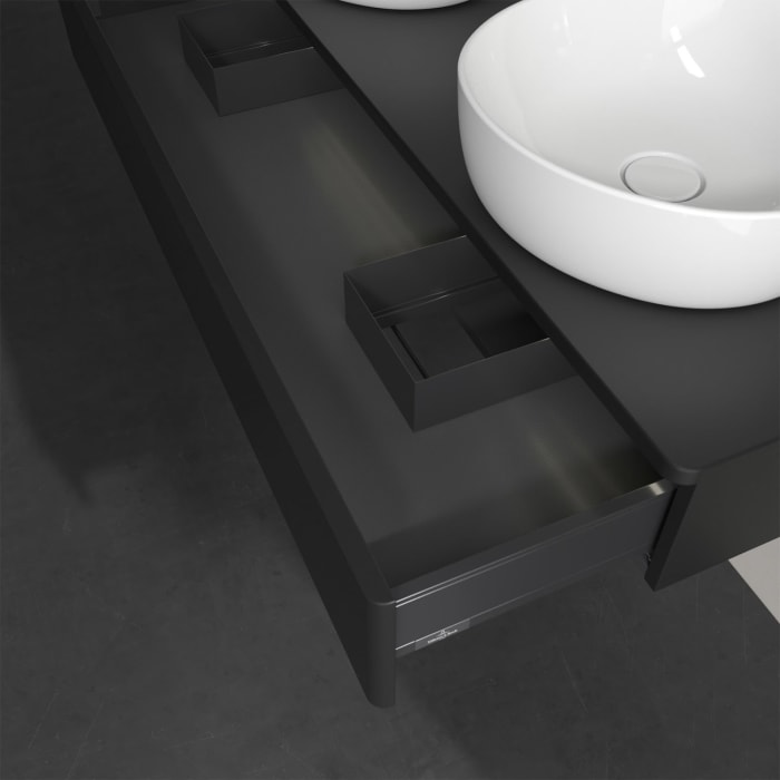 Villeroy & Boch Antao Waschbeckenunterschrank, 120 x 19 cm, 1 Auszug mit LED-Licht, Front ohne Struktur, ohne Hahnloch, für Waschtisch links und recht