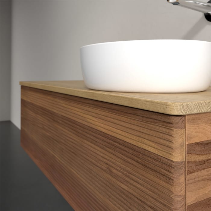 Villeroy & Boch Antao Waschbeckenunterschrank, 120 x 36 cm, 1 Auszug mit LED-Licht, Front mit Struktur, ohne Hahnloch, für Waschtisch rechts