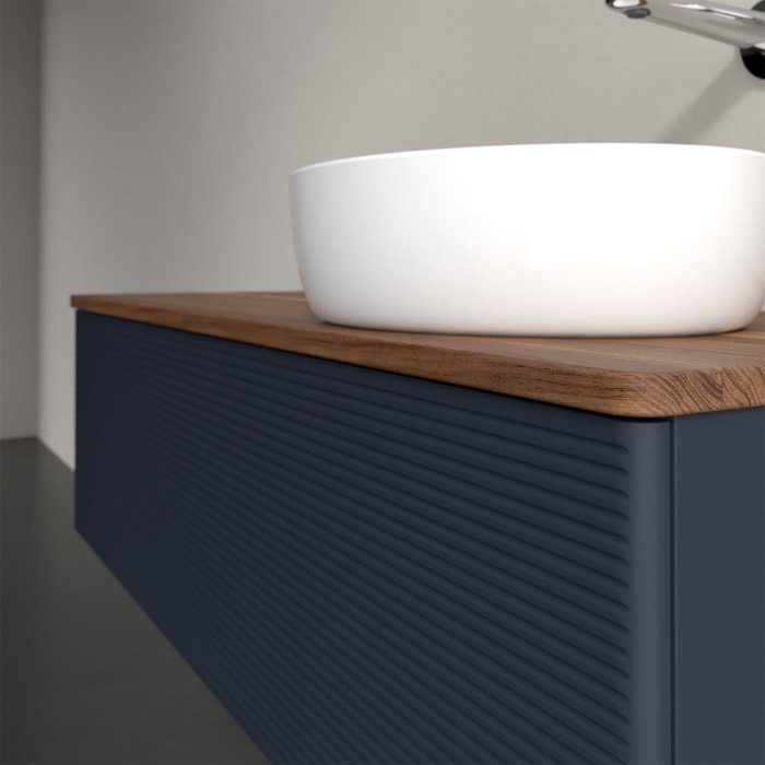 Villeroy & Boch Antao Waschbeckenunterschrank, 120 x 36 cm, 1 Auszug mit LED-Licht, Front mit Struktur, ohne Hahnloch, für Waschtisch rechts