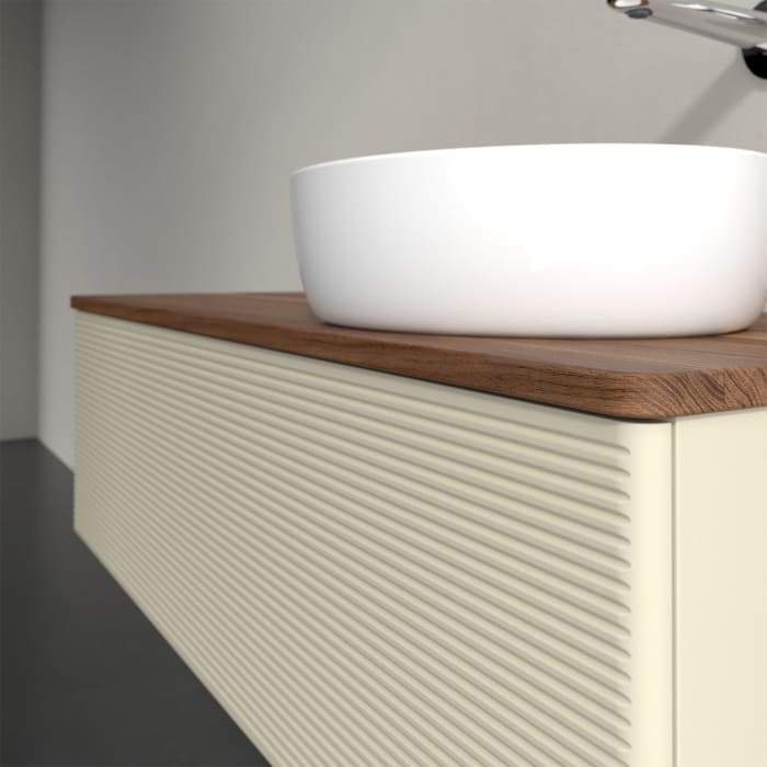 Villeroy & Boch Antao Waschbeckenunterschrank, 120 x 36 cm, 1 Auszug mit LED-Licht, Front mit Struktur, ohne Hahnloch, für Waschtisch rechts