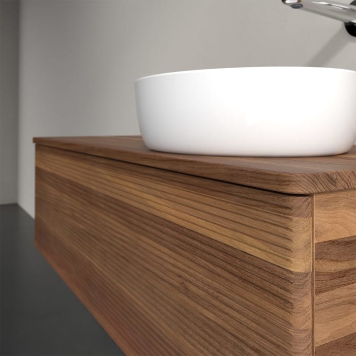 Villeroy & Boch Antao Waschbeckenunterschrank, 120 x 36 cm, 1 Auszug mit LED-Licht, Front mit Struktur, ohne Hahnloch, für Waschtisch rechts