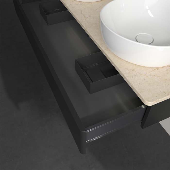 Villeroy & Boch Antao Waschbeckenunterschrank, 120 x 19 cm, 1 Auszug mit LED-Licht, Front ohne Struktur, ohne Hahnloch, für Waschtisch links und recht