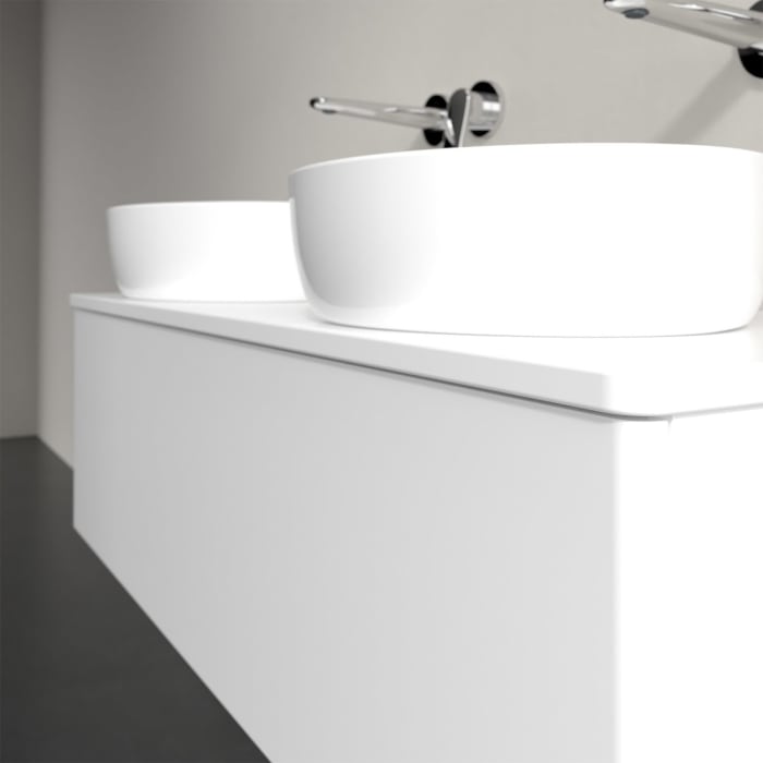 Villeroy & Boch Antao Waschbeckenunterschrank, 120 x 36 cm, 1 Auszug mit LED-Licht, Front ohne Struktur, mit Hahnloch, für Waschtisch links und rechts