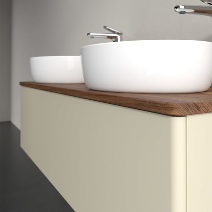 Villeroy & Boch Antao Waschbeckenunterschrank, 120 x 36 cm, 1 Auszug mit LED-Licht, Front ohne Struktur, mit Hahnloch, für Waschtisch links und rechts