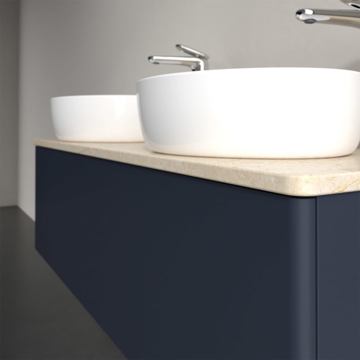 Villeroy & Boch Antao Waschbeckenunterschrank, 120 x 36 cm, 1 Auszug mit LED-Licht, Front ohne Struktur, mit Hahnloch, für Waschtisch links und rechts