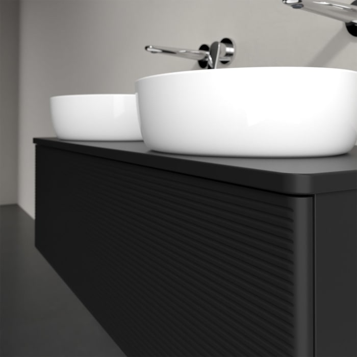 Villeroy & Boch Antao Waschbeckenunterschrank, 120 x 36 cm, 1 Auszug mit LED-Licht, Front mit Struktur, ohne Hahnloch, für Waschtisch links und rechts