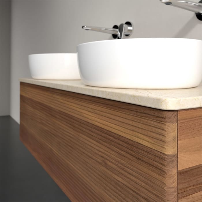 Villeroy & Boch Antao Waschbeckenunterschrank, 120 x 36 cm, 1 Auszug mit LED-Licht, Front mit Struktur, ohne Hahnloch, für Waschtisch links und rechts