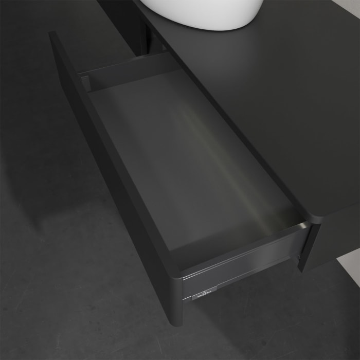 Villeroy & Boch Antao Waschbeckenunterschrank, 160 x 19 cm, 2 Auszüge mit LED-Licht, Front ohne Struktur, ohne Hahnloch, für Waschtisch mittig