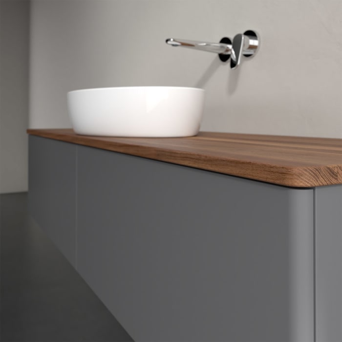 Villeroy & Boch Antao Waschbeckenunterschrank, 160 x 36 cm, 2 Auszüge mit LED-Licht, Front ohne Struktur, ohne Hahnloch, für Waschtisch mittig