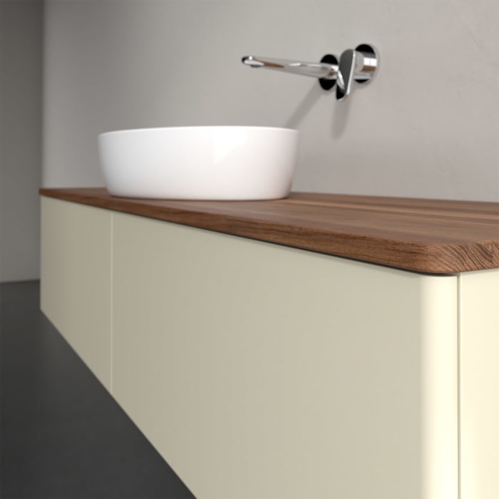 Villeroy & Boch Antao Waschbeckenunterschrank, 160 x 36 cm, 2 Auszüge mit LED-Licht, Front ohne Struktur, ohne Hahnloch, für Waschtisch mittig