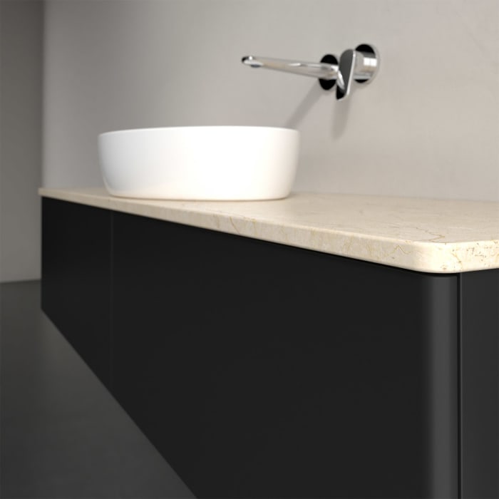 Villeroy & Boch Antao Waschbeckenunterschrank, 160 x 36 cm, 2 Auszüge mit LED-Licht, Front ohne Struktur, ohne Hahnloch, für Waschtisch mittig