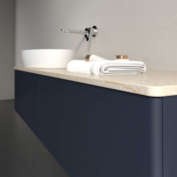 Villeroy & Boch Antao Waschbeckenunterschrank, 160 x 36 cm, 2 Auszüge mit LED-Licht, Front ohne Struktur, ohne Hahnloch, für Waschtisch links