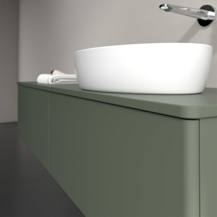 Villeroy & Boch Antao Waschbeckenunterschrank, 160 x 36 cm, 2 Auszüge mit LED-Licht, Front ohne Struktur, ohne Hahnloch, für Waschtisch rechts