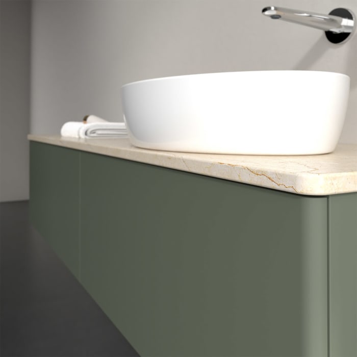 Villeroy & Boch Antao Waschbeckenunterschrank, 160 x 36 cm, 2 Auszüge mit LED-Licht, Front ohne Struktur, ohne Hahnloch, für Waschtisch rechts