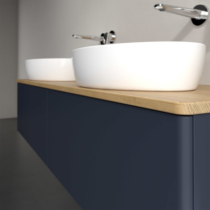 Villeroy & Boch Antao Waschbeckenunterschrank, 160 x 36 cm, 2 Auszüge mit LED-Licht, Front ohne Struktur, ohne Hahnloch, für Waschtisch links und rech