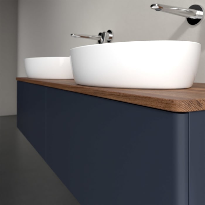 Villeroy & Boch Antao Waschbeckenunterschrank, 160 x 36 cm, 2 Auszüge mit LED-Licht, Front ohne Struktur, ohne Hahnloch, für Waschtisch links und rech