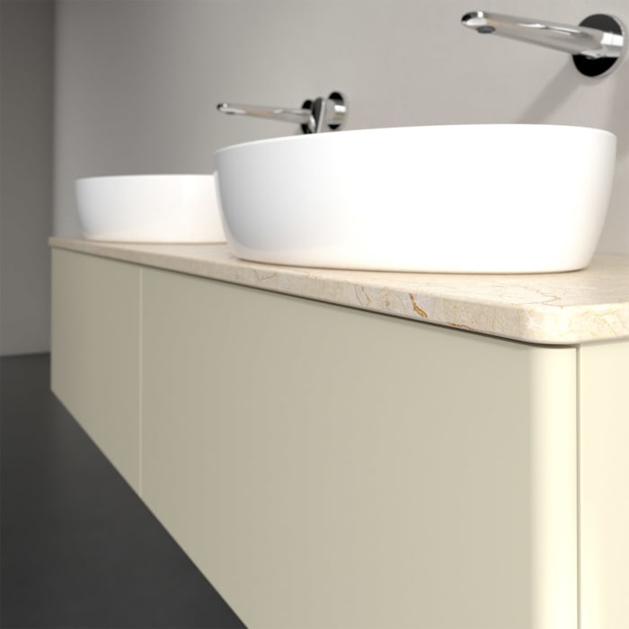 Villeroy & Boch Antao Waschbeckenunterschrank, 160 x 36 cm, 2 Auszüge mit LED-Licht, Front ohne Struktur, ohne Hahnloch, für Waschtisch links und rech