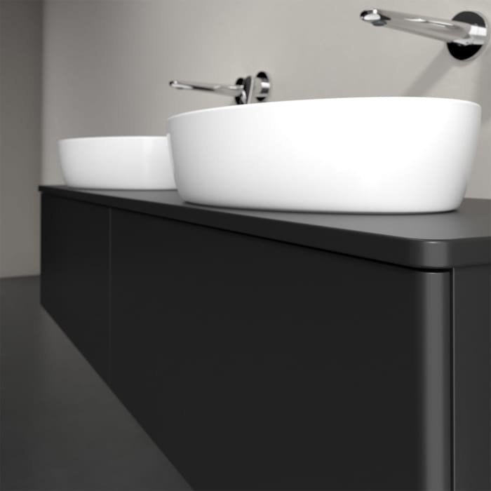 Villeroy & Boch Antao Waschbeckenunterschrank, 160 x 36 cm, 2 Auszüge mit LED-Licht, Front ohne Struktur, mit Hahnloch, für Waschtisch links und recht