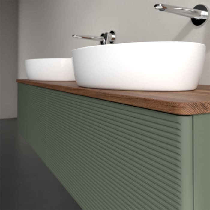 Villeroy & Boch Antao Waschbeckenunterschrank, 160 x 36 cm, 2 Auszüge mit LED-Licht, Front mit Struktur, ohne Hahnloch, für Waschtisch links und recht