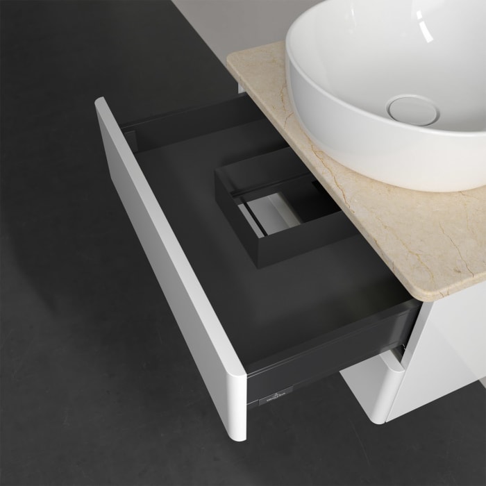 Villeroy & Boch Antao Waschbeckenunterschrank, 60 x 36 cm, 2 Auszüge mit LED-Licht, Front ohne Struktur, ohne Hahnloch