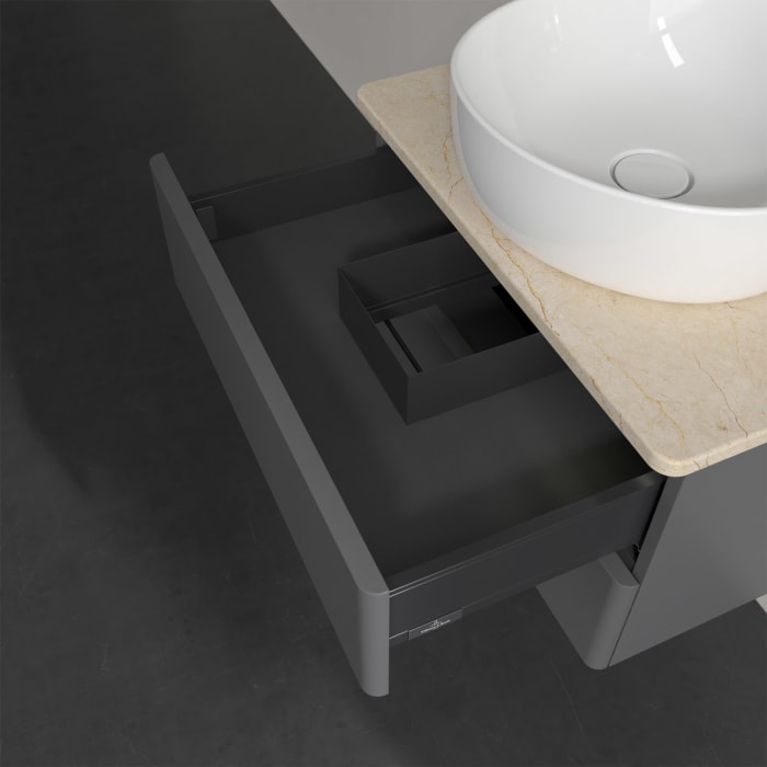 Villeroy & Boch Antao Waschbeckenunterschrank, 60 x 36 cm, 2 Auszüge mit LED-Licht, Front ohne Struktur, ohne Hahnloch