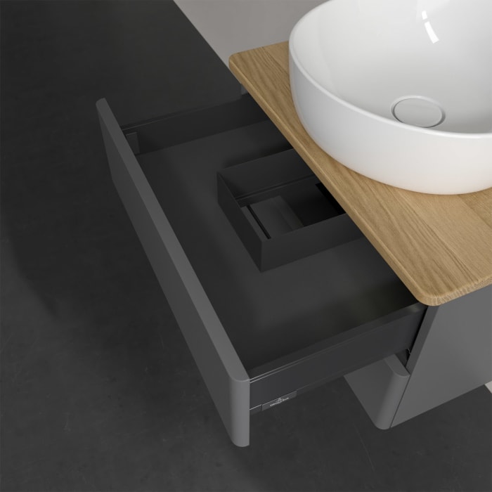 Villeroy & Boch Antao Waschbeckenunterschrank, 60 x 36 cm, 2 Auszüge mit LED-Licht, Front ohne Struktur, mit Hahnloch