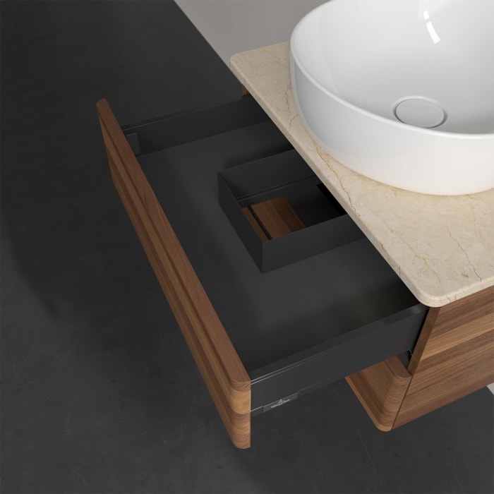 Villeroy & Boch Antao Waschbeckenunterschrank, 60 x 36 cm, 2 Auszüge mit LED-Licht, Front ohne Struktur, mit Hahnloch