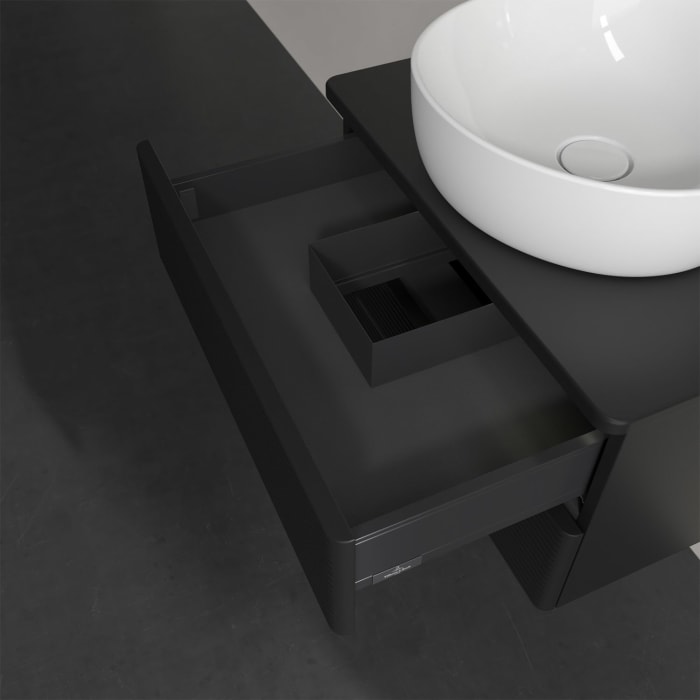 Villeroy & Boch Antao Waschbeckenunterschrank, 60 x 36 cm, 2 Auszüge mit LED-Licht, Front mit Struktur, ohne Hahnloch